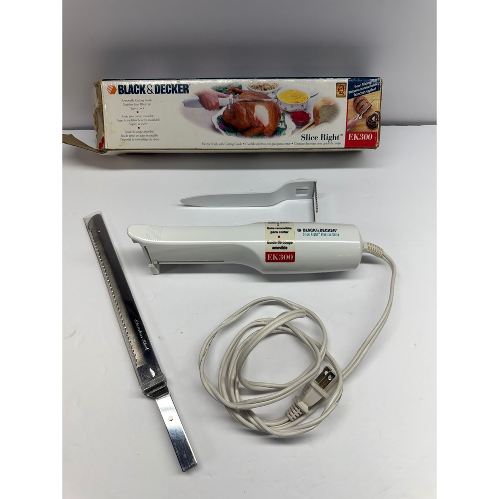 Black & Decker Slice Right Electric Knife White EK300 with Cutting Guide